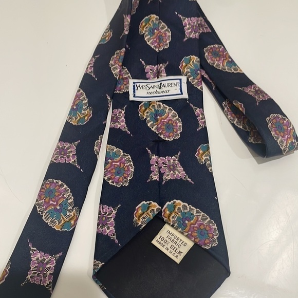 Yves Saint Laurent Navy With Colorful Medallions 100% Silk Tie—Excellent Cond! - Picture 5 of 6